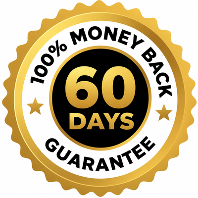 60-Day 100% Money Back Guarantee badge