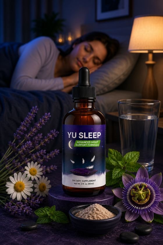 Yu Sleep bottle in a calming nighttime bedroom setting